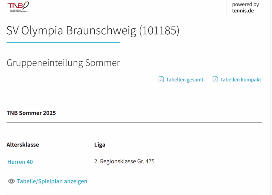 Listung bei www.tennis.de